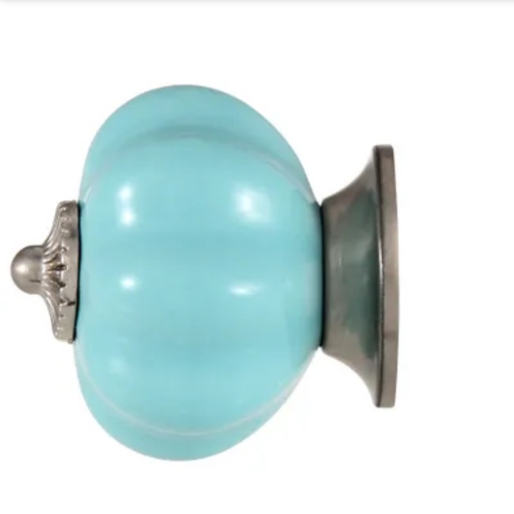 Set of 8 Blue Round Cabinet Knobs